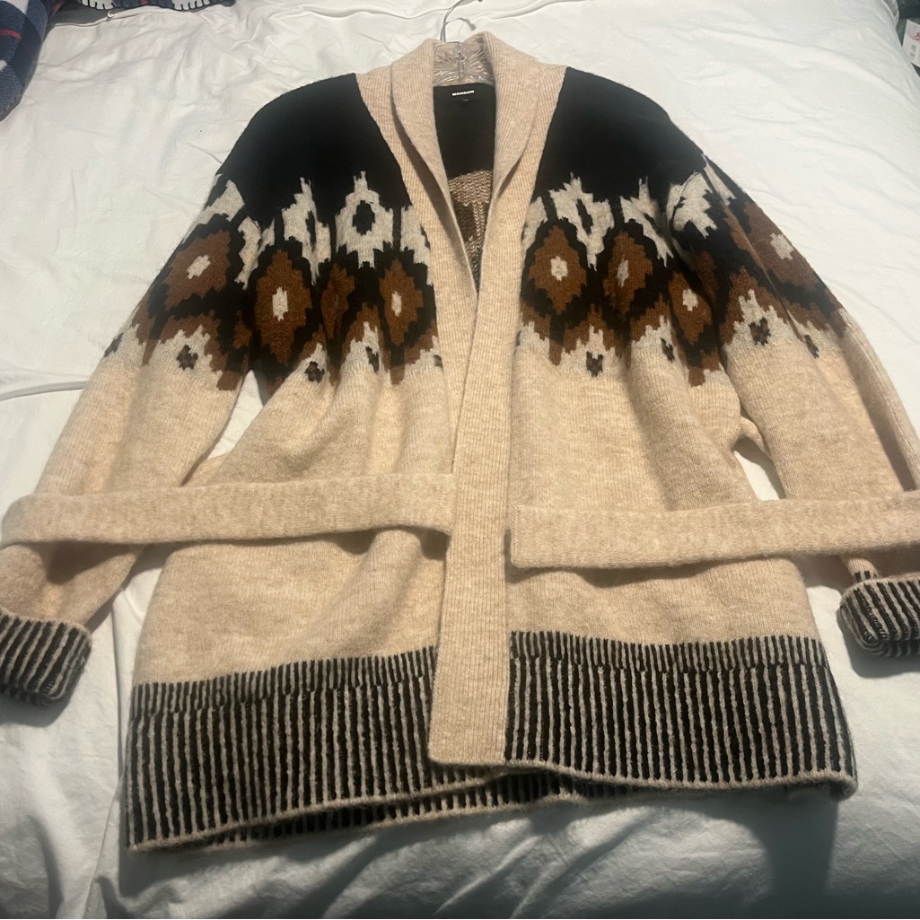Monrow Black And Brown Patterned Cardigan
